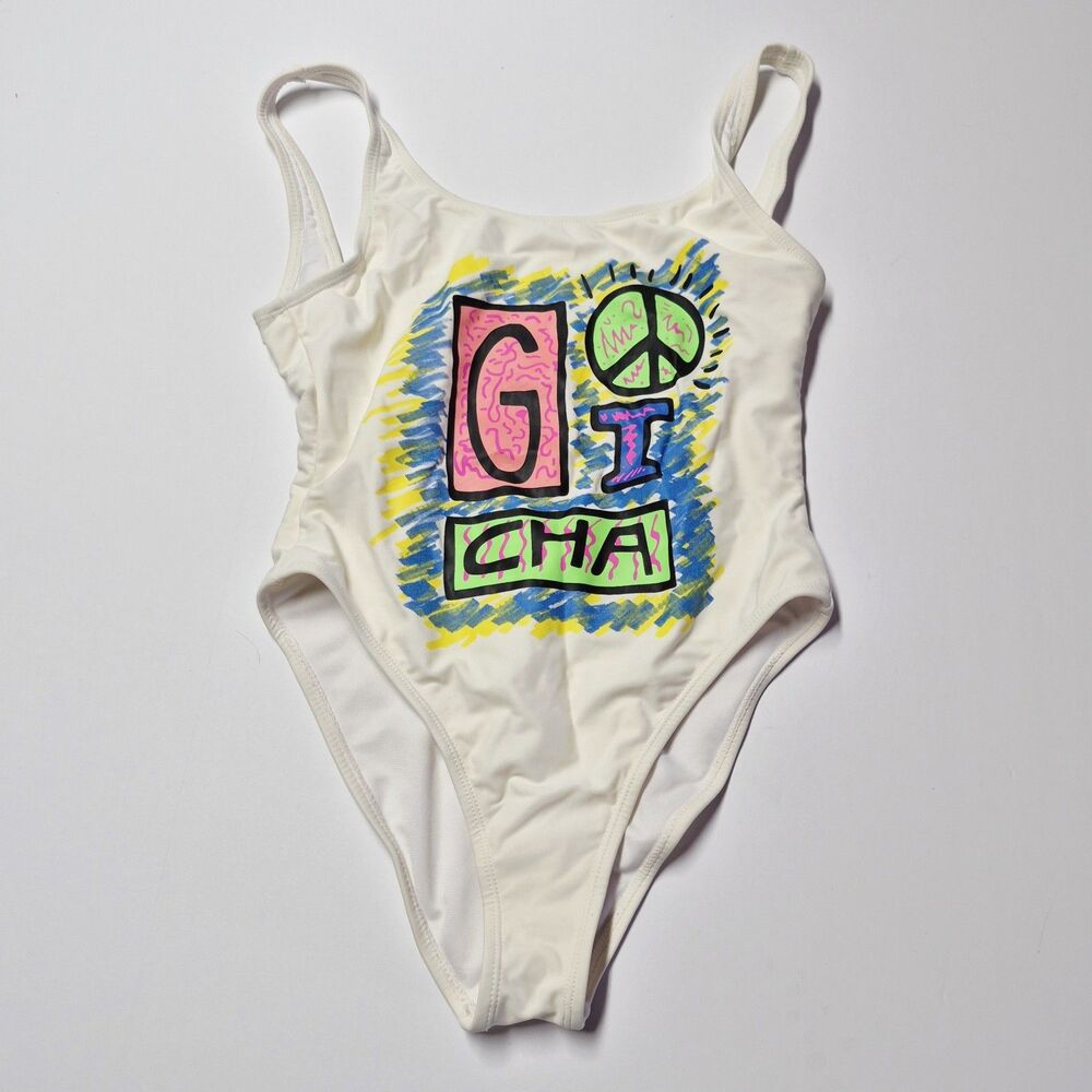 Gotcha Icons of Culture Retro 90s Style RAVE Neon One Piece Swimsuit NWOT S